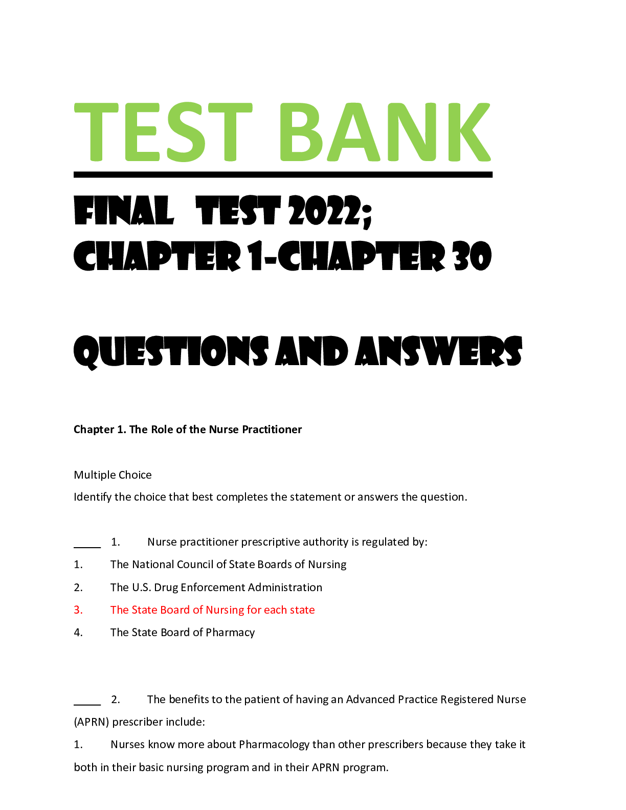 Final Test Bank Browsegrades